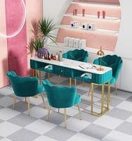 Ensemble table et chaise de manucure moderne de luxe léger et écologique avec plateau en marbre pour centre commercial/salon, usage individuel/double, pour salon de manucure