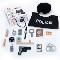 Kit d'accessoires de jeu de rôle de policier en bois Letop ADS pour enfants, 17 pièces, jouet éducatif de simulation