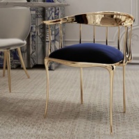 Chaise de salle à manger moderne de luxe léger avec coussin en tissu et structure métallique, style décontracté durable, mobilier de maison