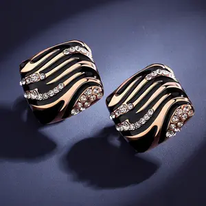 Fashion Geometric Texture Design Square Leopard Print Stud Earrings Personality Trend Women's Jewelry Accessories