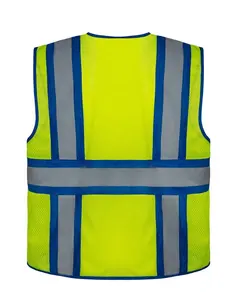 Security Guards Tactical Vest ANSI Class 2 Outdoor Workwear Mesh Vest Reflective Two-tone Construction Engineer Safety Vest