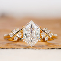 Anillo de Mujer Elisa Jewelry, IGI Vvs, Corte Hexagonal, Oro Real de 10K, 14K, 18K, Anillo de Compromiso y Boda con Diamante Cultivado en Laboratorio