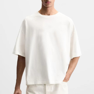 Custom Logo Boxy Fit T-Shirts 100% Premium Cotton Plain <b>White</b> <b>Tee</b> Shirt Manufacturer High Quality 250gsm Oversized T Shirts - Product Image 1