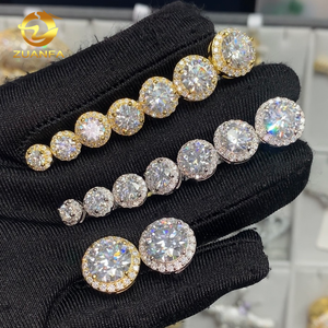 Хит продаж, модные стильные 925 Серебристые ювелирные изделия в стиле хип-хоп со льдом, Муассанит, бриллиант VVS, блестящие серьги-гвоздики, подарок унисекс - Product Image 1