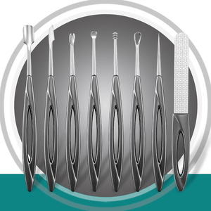Kit d'outils de manucure double face en acier inoxydable : repousse-cuticules, lime à ongles, cure-oreille, aiguille à acné, cuillère spirale - Product Image 5
