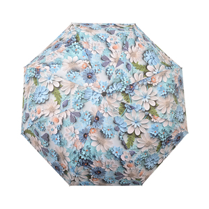 Bán Buôn Tùy Chỉnh 3D In Tự Động Windproof UV Bảo Vệ Ô 3-Gấp Với Logo Kim Loại Khung Nhựa Xử Lý Người Lớn - Product Image 1