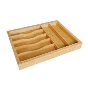 Caja organizadora telescópica de bambú con nueve compartimentos para cubiertos, organizador de cajones para cuchillos y vajilla, primavera 2023 - Product Image 4