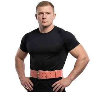 Cinturón de Gimnasio de Cuero Vacuno Rosa de Alta Calidad, Antideslizante, con Hebilla Ajustable, Logotipo Personalizado, para Entrenamiento de Fisicoculturismo - Product Image 1