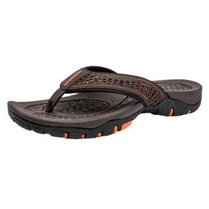 Sandales plates décontractées d'été pour hommes en cuir véritable avec doublure en maille respirante et semelle extérieure en caoutchouc, design sportif à bout ouvert - Product Image 2