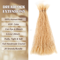 Vente en gros de mèches bouclées Inter Curly Locs 613 #   Extensions de dreadlocks blondes faites à la main de 26 pouces (0,2 cm) – Approvisionnement direct usine