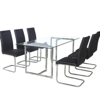 Ensemble de table à manger en verre, meubles simples et modernes, économie d'espace, salle à manger, pieds en métal