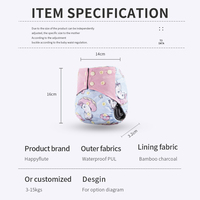Happy Flute – couche-culotte en tissu imperméable réutilisable pour bébé, couche intérieure en tissu réutilisable au charbon de bambou