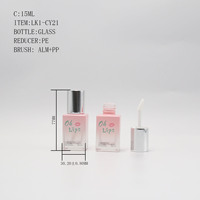 Flacon carré vide de 15 ml transparent pour brillant à lèvres avec applicateur, idéal pour huiles et teintes à lèvres – Contenant pour petites entreprises