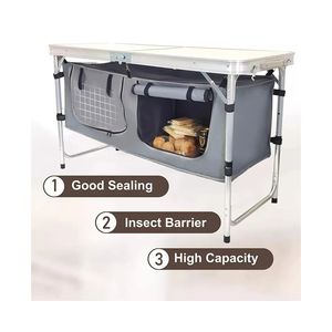 Outdoor BBQ <b>Height</b> <b>Adjustable</b> Picnic Camp Kitchen <b>Table</b> Lightweight Aluminum <b>Folding</b> Camping <b>Table</b> <b>With</b> Storage - Product Image 1