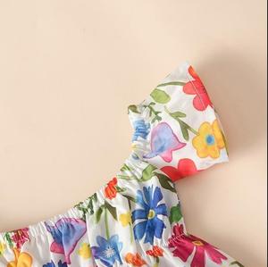 Nouveaux produits sur le marché chinois bébé filles mode dessin animé rosée épaule imprimé T-shirt Denim pantalon court vêtements costume - Product Image 5