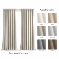 Gorden Linen Lipit Modern 100% Blackout, Set 2 Panel, Warna Natural, Ruang Tamu, Semua Musim, Dapat Dicuci Mesin