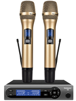 Sistema de Micrófono Inalámbrico VHF Profesional V6 KTV Entertainment, Mini Micrófono de Solapa y Auriculares, 100 Canales, para Karaoke