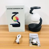 Creativo RGB interior inalámbrico recargable LED luz de noche moderno ABS dormitorio ambiente Mesa levitación rotación mesita de noche Escritorio