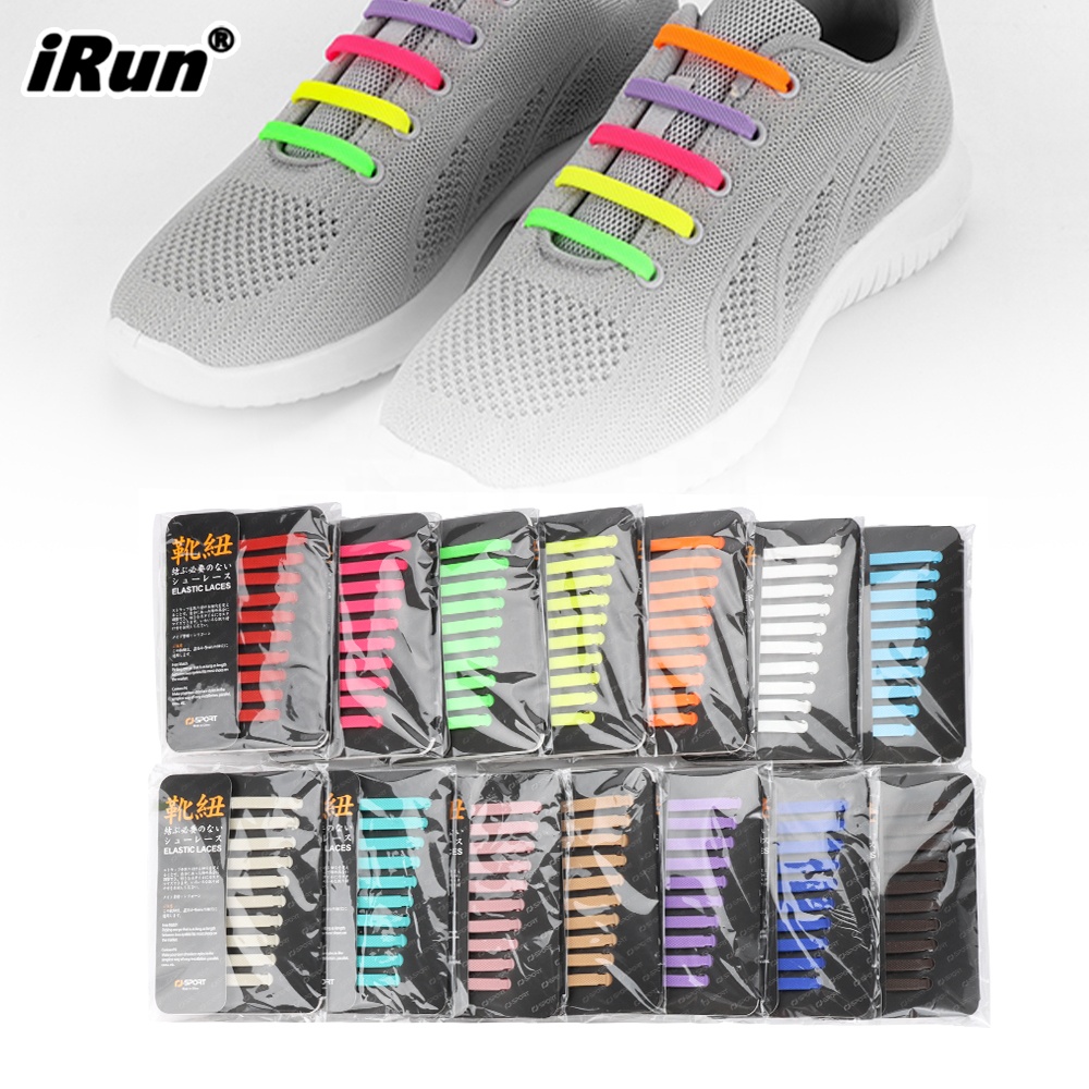 IRun sepatu Sneaker elastis, sepatu Sneaker silikon datar, tali karet datar, tali elastis, Multi Warna