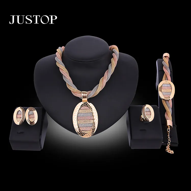 4 Piece Gold Plated And Fine Jewelry Sets Type Jewellery Set Girls Indian Necklace Sets Jewellery18k Gold Plated Jewelry