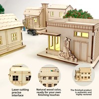 Décorations de Noël en Bois de Buis Laser : Arrangement Scénique de Petite Maison DIY