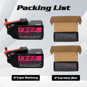 Batería Lipo de 1500 mAh, 130C, 4S, 14.8 V con Conector XT60 para Drones FPV, Carreras de Vehículos RC (Barco, Coche, Helicóptero) (<span class=keywords><strong>2</strong></span> Paquetes) - Product Image 5