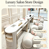 Table de manucure de luxe en marbre doré avec aspirateur à poussière intégré, poste de travail pour salon de manucure, équipement professionnel