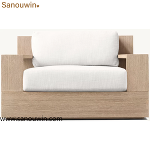 Chaise pivotante <span class=keywords><strong>d</strong></span>'extérieur en teck, chaise longue de patio au fini vieilli, 360 °   Base pivotante, <span class=keywords><strong>coussin</strong></span> à séchage rapide, résistant aux intempéries - Product Image 3