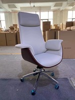 Chaise de bureau de luxe moderne avec roulettes en cuir, haute dossier, OEM, vente en gros