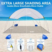 Tente de plage pliable portable tendance en aluminium imperméable de 3000 mm pour 6 à 8 personnes, abri solaire d'été à 3 chambres pour le camping