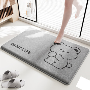 Alfombra de baño con diseño de oso, rectangular, antideslizante, absorbente, para uso doméstico, patrón de fibra de poliéster 1 - Product Image 1