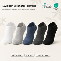 Chaussettes de randonnée en bambou OEM personnalisées, coupe basse, performance, amorties, respirantes, en maille, anti-odeur naturel, vente en gros