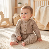 Combinaison en tricot pour bébé Pinuotu, en coton côtelé épais, combinaison pour nouveau-né, vêtements d'hiver pour bébé, combinaison pour nourrisson