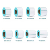 Étiquettes blanches imperméables personnalisées, tailles sur mesure, abordables, étiquettes thermiques, étiquettes vierges, étiquettes codes-barres 80*50mm 50g, étiquettes d'entrepôt