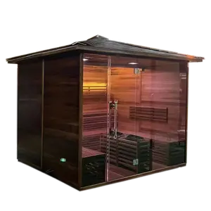 Venta directa de fábrica, sauna exterior de madera en forma de cubo, madera de cedro rojo, sauna tradicional negra - Product Image 1