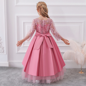 Vestido de Fiesta de Alta Calidad para Niñas, Vestido Largo de Encaje con Mangas Largas para Niñas, Talla Grande, LP-233 - Product Image 6