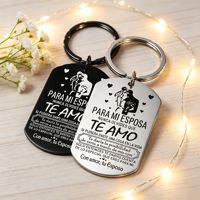 Porte-clés gravé en forme de plaque militaire pour femme, avec pendentifs « Para Mi Esposa Te Amo », en acier inoxydable, pour couple, cadeau romantique pour la Saint-Valentin