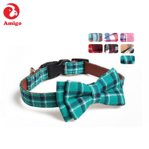 Amigo, venta al por mayor, personalizado, a cuadros, varios colores, pajarita de tweed, collar para perro pequeño, mediano y grande - Product Image 4
