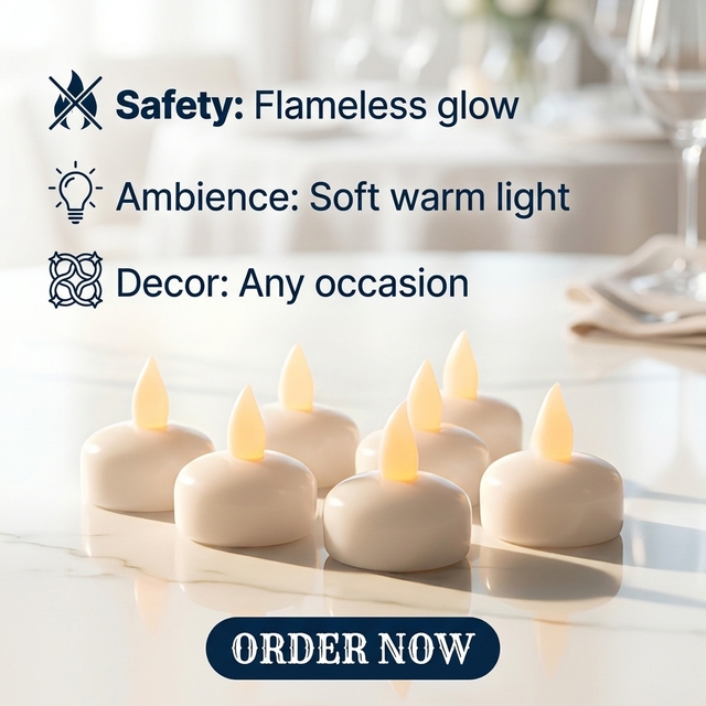 Factory Direct Wholesale Electric Flameless LED Water Floating Votive Candle Moving Flame Color Changing Weddings Diwali Decor