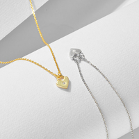 Collar de Plata 925 con Colgante de Corazón, Joyería de Moda Única, Chapado en Oro, Suministro al por Mayor Psj
