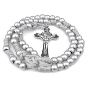 Rosari Robusti con Perle Acriliche Grigio <span class=keywords><strong>Argento</strong></span> <span class=keywords><strong>da</strong></span> 12mm, <span class=keywords><strong>Rosario</strong></span> Cattolico <span class=keywords><strong>da</strong></span> <span class=keywords><strong>Uomo</strong></span> <span class=keywords><strong>in</strong></span> Paracord - Product Image 4