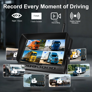 <b>Car</b> Security 7 Inch DVR Monitor Wireless Camera Kit Night Vision 4CH Bus Truck <b>Trailer</b> Backup System YB-Wireless-M05-4 7 Inch HD - Product Image 4