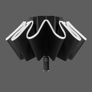 Safety Reflective Strip 3-Folding Fully-Automatic Smart Reverse <b>Umbrella</b> with 10-Rib 105cm Open Diameter Modern Design - Product Image 2