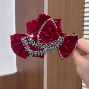 Vintage Elegant Black and Red Bowknot Hair Claw <b>Clip</b> Light Luxury Niche Design Women's Trendy Hair Claw <b>Clips</b> Wholesale Headwear - Product Image 3