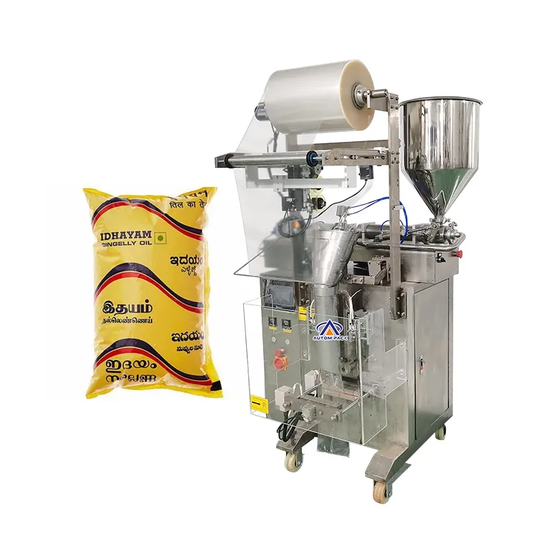 ATM-320D Mini Vertical Plastic Bag Filling Salad Ketchup Oil Food Pouch Mechanical Automatic Sealer Sealing Packing Machine