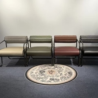 Fauteuil d'appoint 8206 à structure métallique, dossier rayé, assise en PU, fauteuil de salon moderne, mobilier de maison
