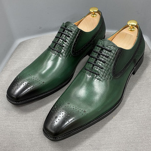 Chaussures Oxford habillées pour hommes DSYX, à lacets, bout pointu, en cuir véritable, imperméables, respirantes, avec broderie sur le talon – Nouveauté très prisée - Product Image 3