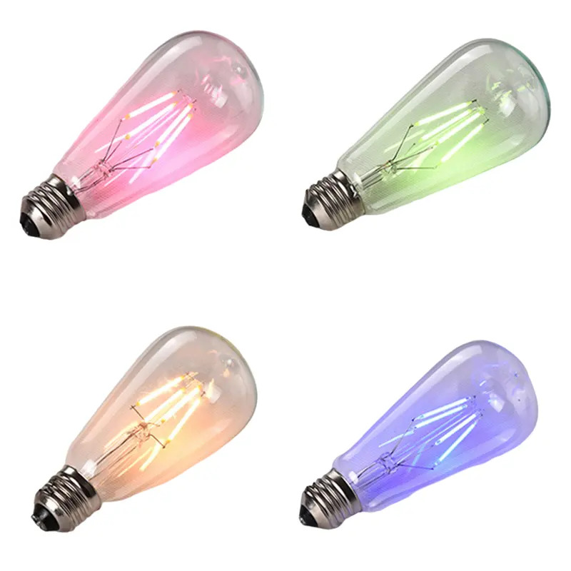 Low price edison bulb led E27 bulb st38 st48 st58 st64 led filament bulb AC DC pink green yellow blue light