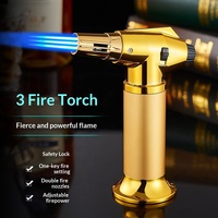 Briquet torche portable coupe-vent à trois flammes au butane, flamme directe, pour cigares, soudure et barbecue, vente en gros usine Debang