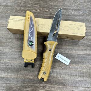 Couteau droit noir Stonewashed CSL1R avec manche ABS, clip ceinture, étui, boussole intégrée, phosphorescence, couteau tactique EDC pour extérieur - Product Image 2